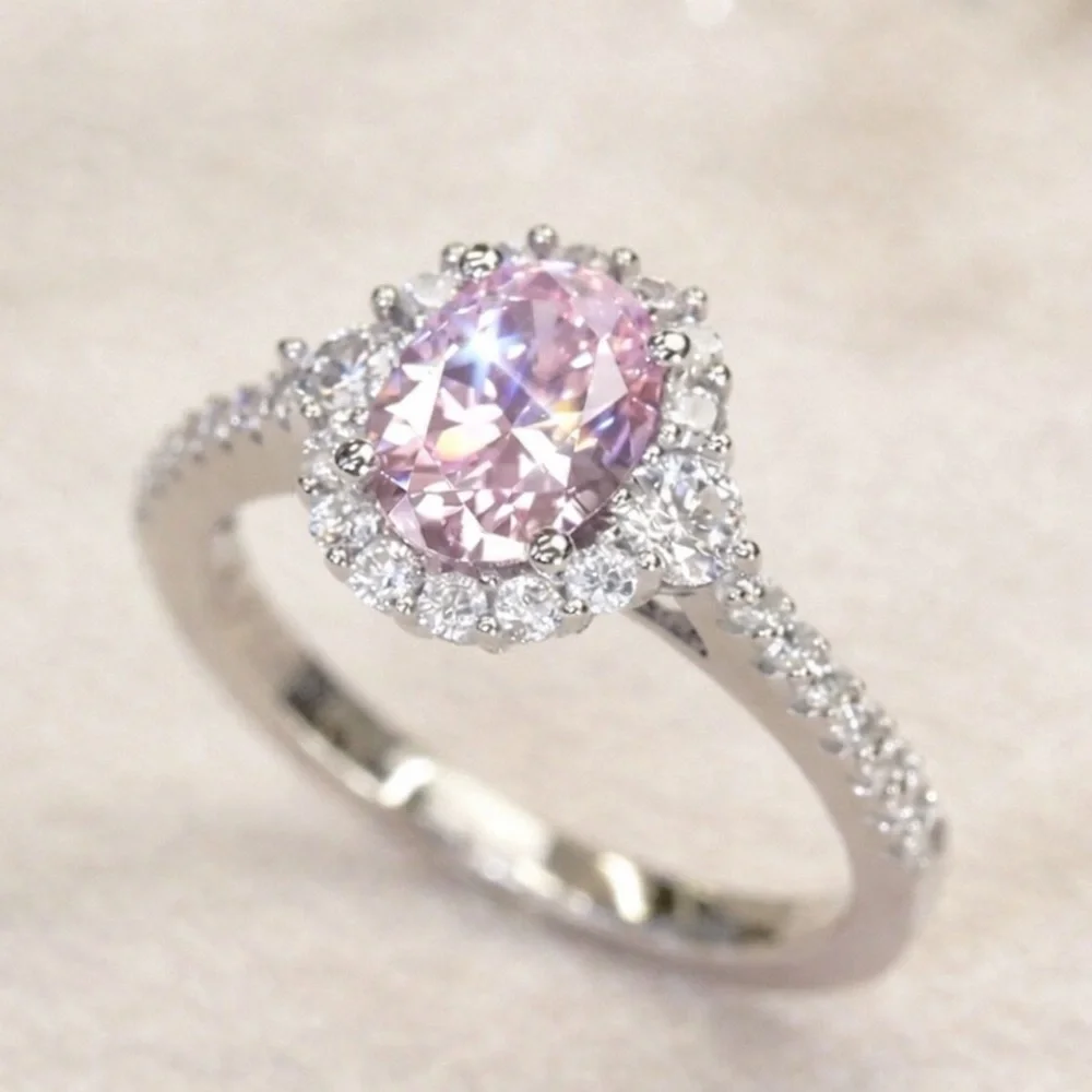 Luxury Pink And White Sapphire Ring.